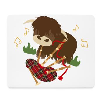 Cornemuse de jeu Highland Cattle - noir - Tapis de souris (format paysage) - blanc - Devant