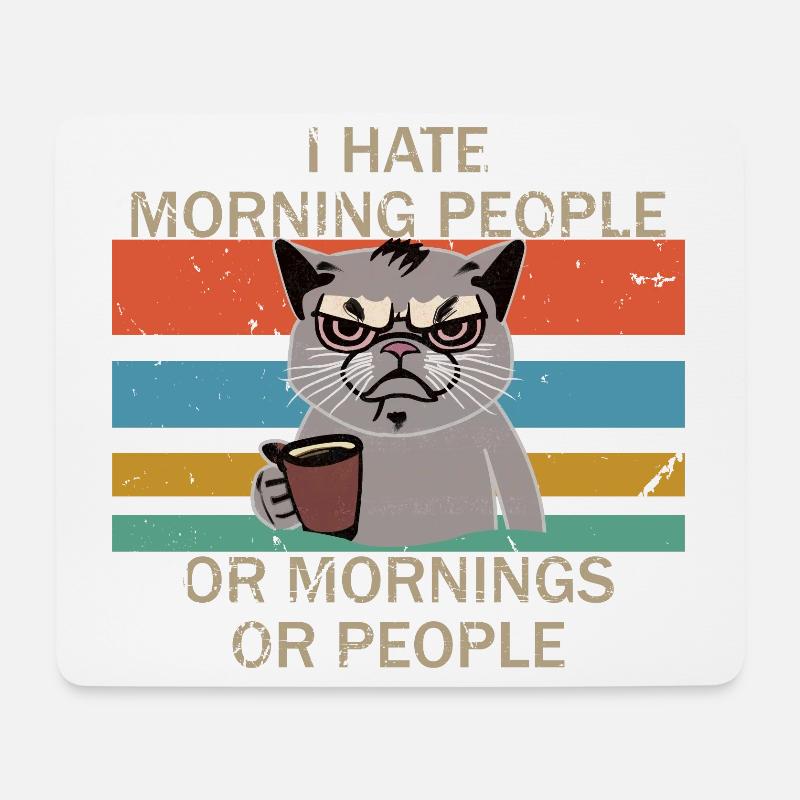 Ich hasse Frühaufsteher, Morgen und Leute - Mousepad (Querformat) - Weiß