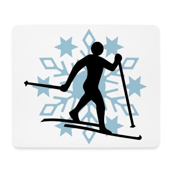 Flocon de neige ski de fond - Tapis de souris (format paysage) - blanc - Devant