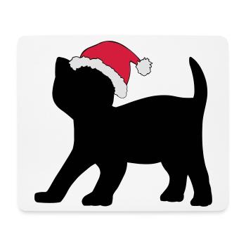 Chaton dans un chapeau de Noël. - Tapis de souris (format paysage) - blanc - Devant
