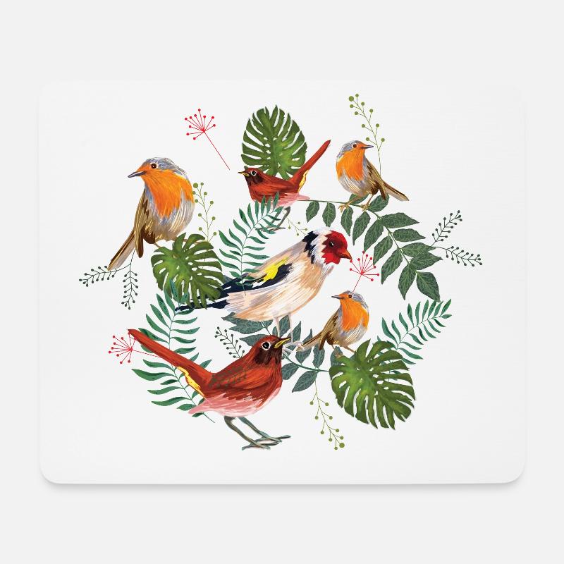 Vögel im Wald - Mousepad (Querformat) - Weiß