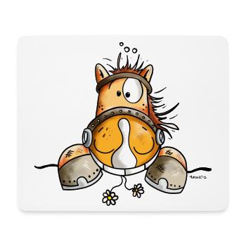 Neugieriges Pferd - Mousepad (Querformat) - Weiß - Vorne