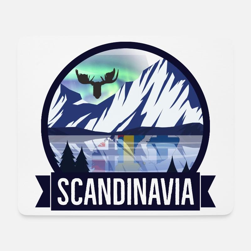 Nordische Landschaft mit Nordlichtern - Mousepad (Querformat) - Weiß