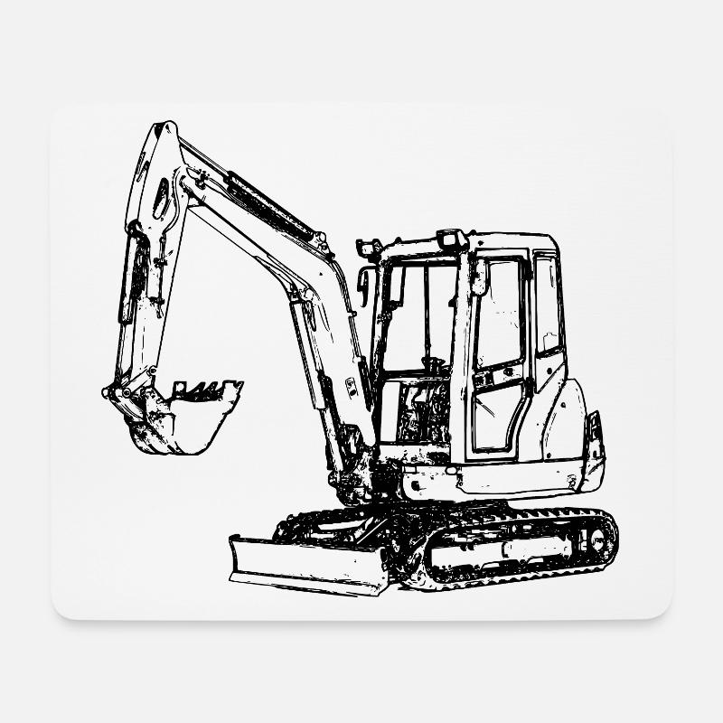 Bagger Minibagger excavatrice Kettenbagger Tiefbau - Mousepad (Querformat) - Weiß