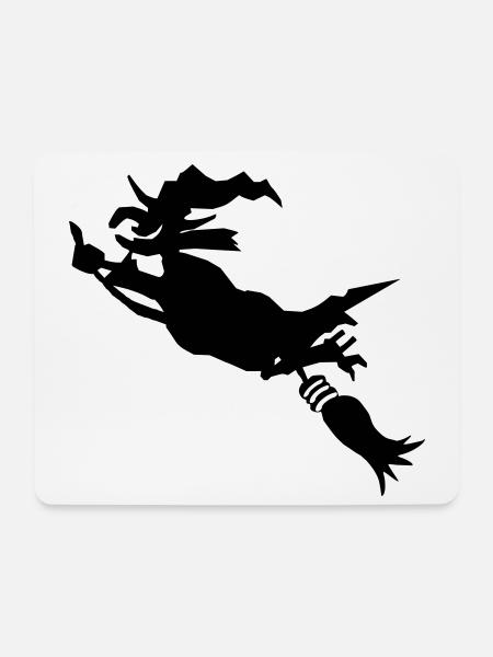 Hexe mit Besen witzig - Mousepad (Querformat) - Weiß
