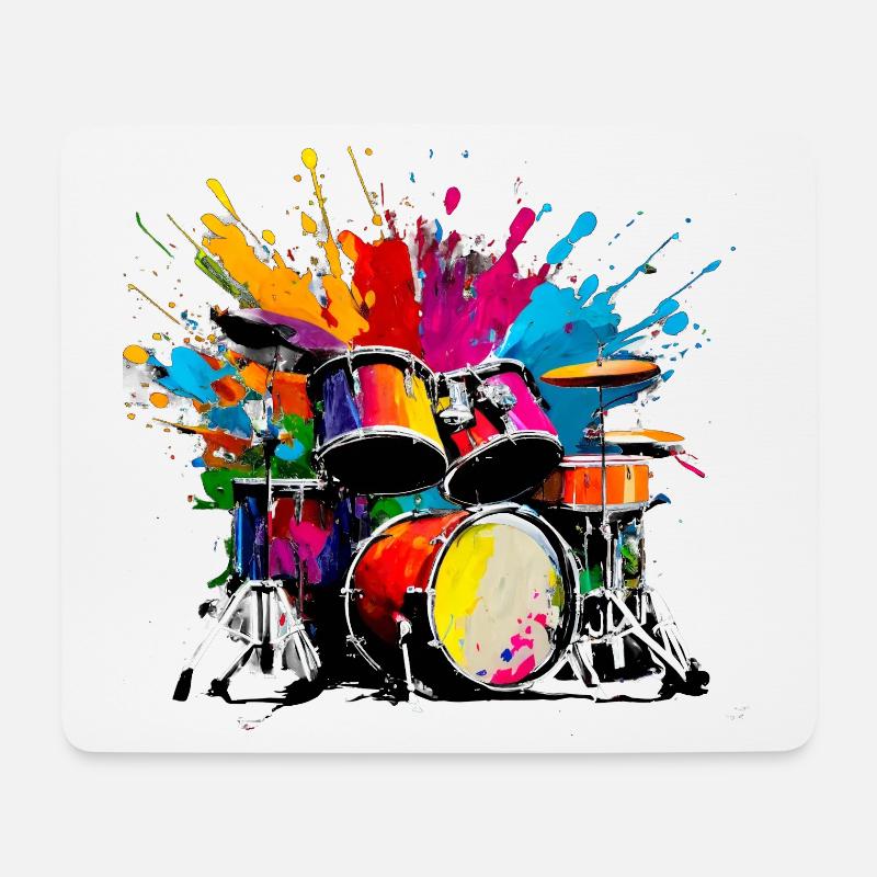 Percussions colorées - Tapis de souris (format paysage) - blanc