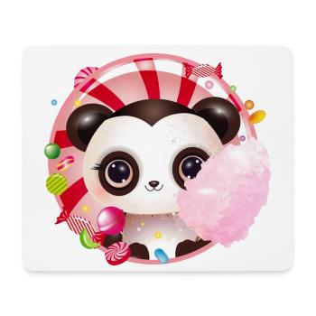 niedlicher Panda Bär mit Zuckerwatte & Süßigkeiten - Mousepad (Querformat) - Weiß - Vorne