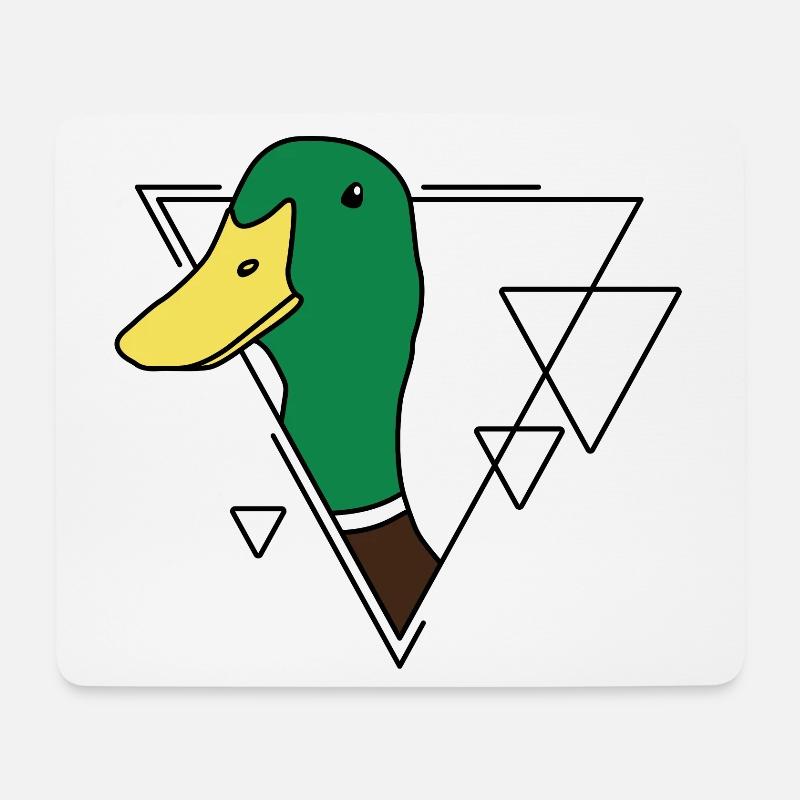 Farbige Ente im geometrischen Design - Mousepad (Querformat) - Weiß
