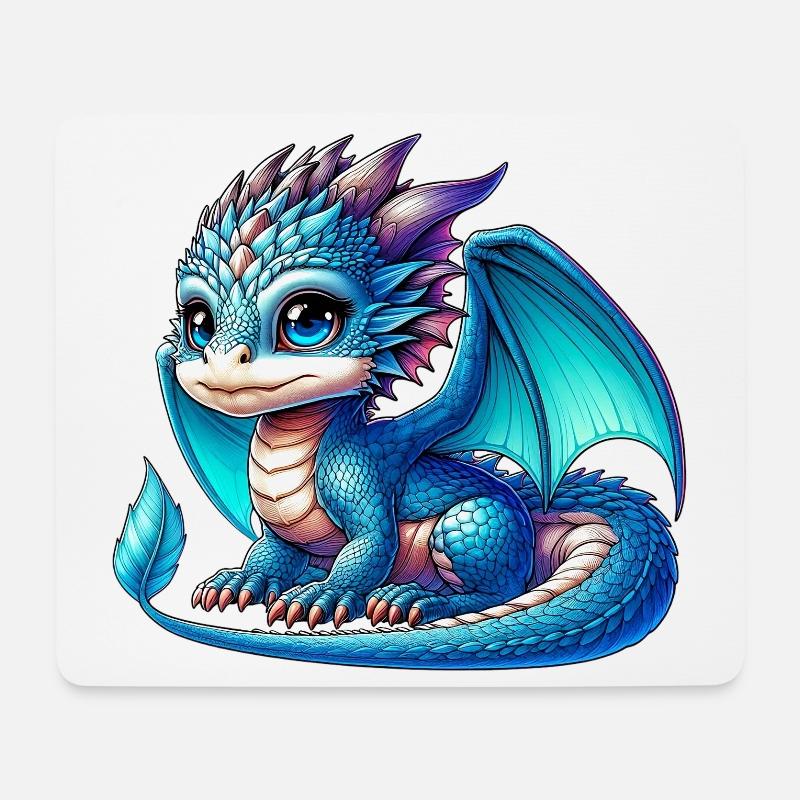 Drache - Mousepad (Querformat) - Weiß