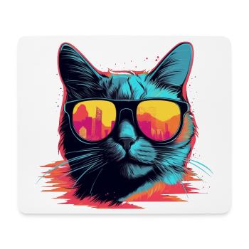 90s Cat Retrowave - Mouse Pad (horizontal) - white - Front