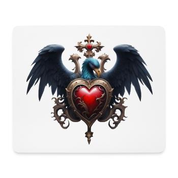 Elegant Gothic Heart with Fantasy Bird. - Mouse Pad (horizontal) - white - Front