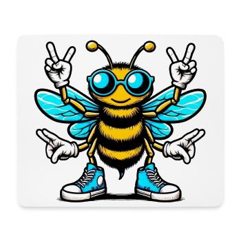 Biene mit Sonnenbrille - Mousepad (Querformat) - Weiß - Vorne