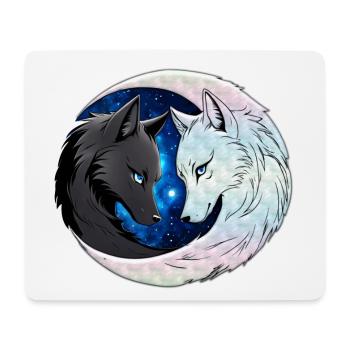 Zwei majestätische Wolfsköpfe - Mousepad (Querformat) - Weiß - Vorne