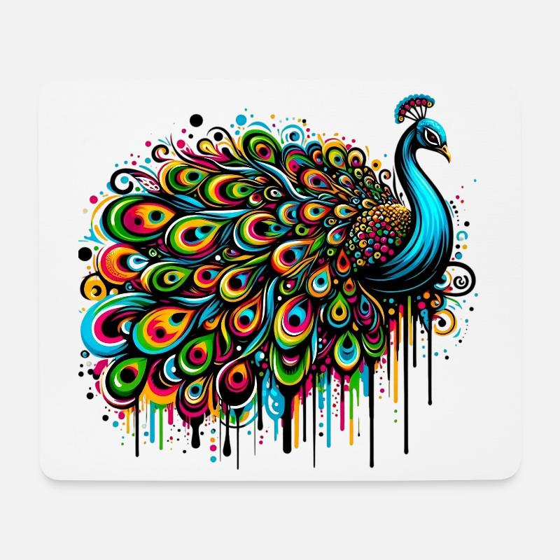 Pfau - Mousepad (Querformat) - Weiß