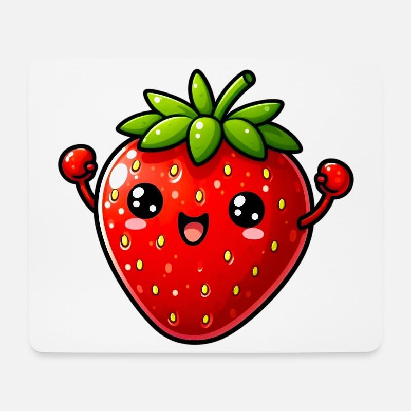 Erdbeeren Erdbeeren - Mousepad (Querformat) - Weiß