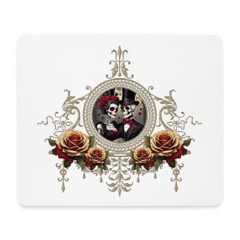 romantique d’un couple de mariage de crâne - Tapis de souris (format paysage) - blanc - Devant