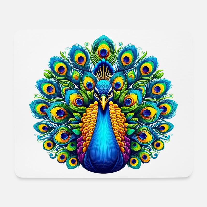 Pfau - Mousepad (Querformat) - Weiß