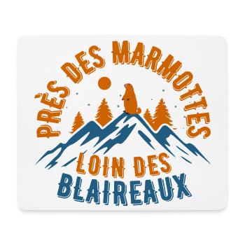 Rester en montagnes avec les marmottes - Tapis de souris (format paysage) - blanc - Devant