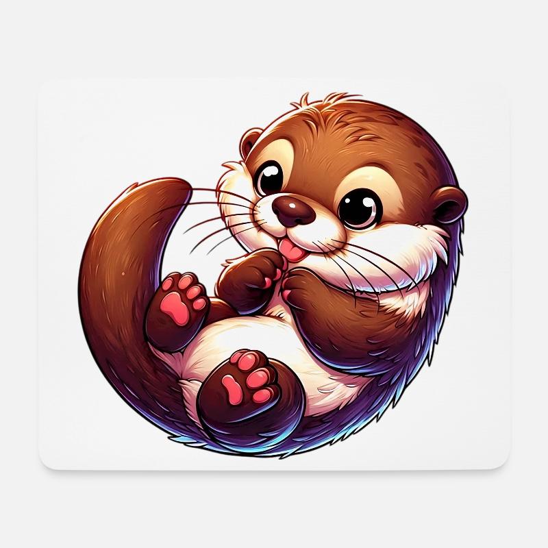 Otter - Mousepad (Querformat) - Weiß