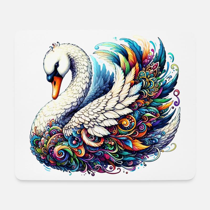 Schwan - Mousepad (Querformat) - Weiß