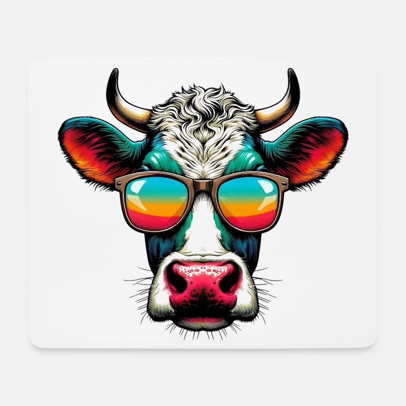 Kuh - Mousepad (Querformat) - Weiß