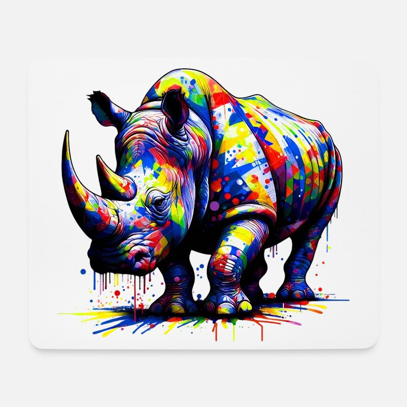 Nashorn - Mousepad (Querformat) - Weiß