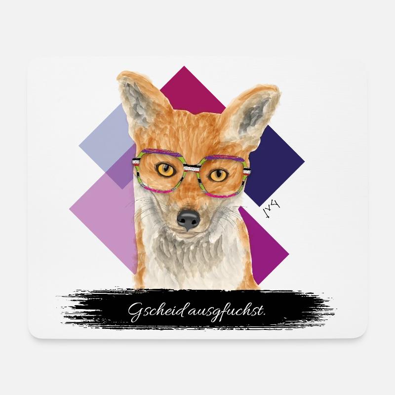 JvG Fuchs "Gscheid ausgfuchst" - Mousepad (Querformat) - Weiß