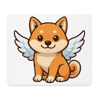Cute Shiba Inu Angel Cartoon Dog Satisfaction - Mouse Pad (horizontal) - white - Front