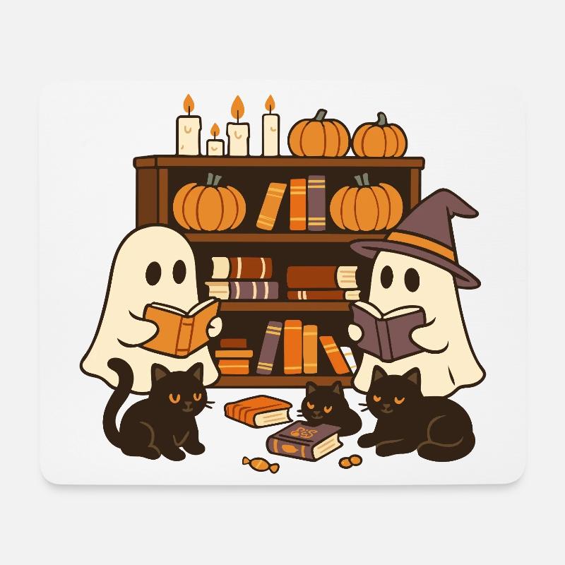 Halloween Geister lesen Bücher - Mousepad (Querformat) - Weiß