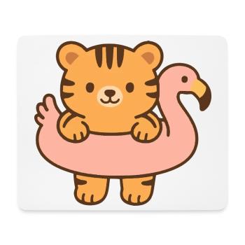 Petit tigre sur flotteur rose - Tapis de souris (format paysage) - blanc - Devant