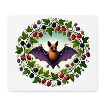 Skurriles Fledermaus- und Beerenmotiv - Mousepad (Querformat) - Weiß - Vorne