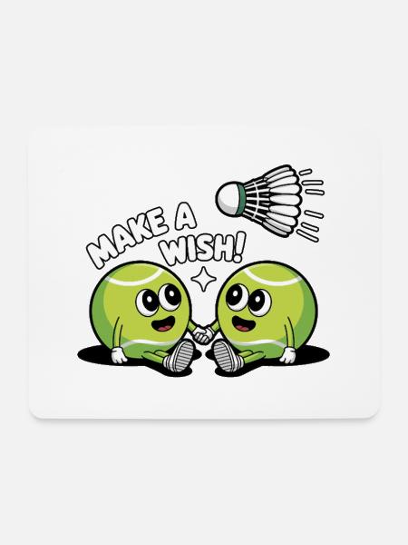 Tennisball Comic – Make a Wish Gag - Mousepad (Querformat) - Weiß