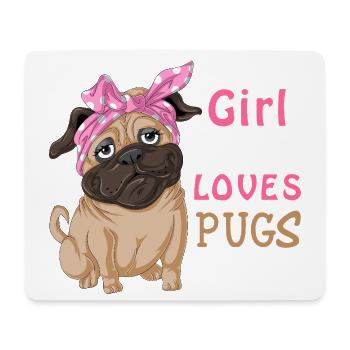 Nur ein Mädchen, das Möpse liebt – Lustiger süßer Hundeliebhaber - Mousepad (Querformat) - Weiß - Vorne