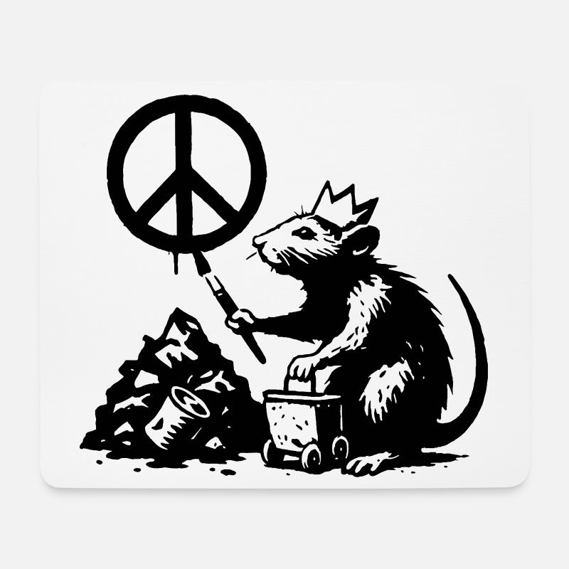 Ratte fordert Frieden - Mousepad (Querformat) - Weiß
