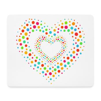 Rainbow Dot Heart Pattern Tee - Mouse Pad (horizontal) - white - Front