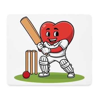 Mascotte de cœur de cricket avec batte et balle - Tapis de souris (format paysage) - blanc - Devant
