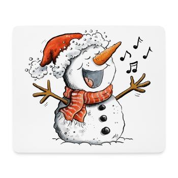 Singender Schneemann Weihnachtsmotiv Weihnachten - Mousepad (Querformat) - Weiß - Vorne