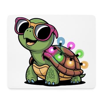 Lichtschein Turtle mit Sonnenbrille - Mousepad (Querformat) - Weiß - Vorne