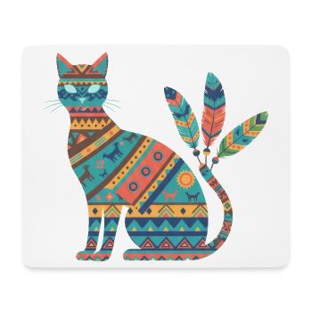 Native AmeriCan Purr-oud Cat lover texture tribal - Mouse Pad (horizontal) - white - Front