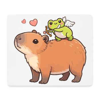 Capybara & Amor-Frosch – Süßes Valentinsmotiv - Mousepad (Querformat) - Weiß - Vorne