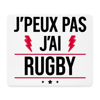 J’peux pas j’ai rugby Humour Rugby - Tapis de souris (format paysage) - blanc - Devant