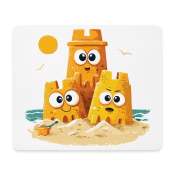Trio des Châteaux de Plage avec Visage - Tapis de souris (format paysage) - blanc - Devant