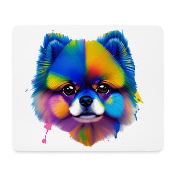 Pomeranian Dog Colorful Splash Art Portrait - Mouse Pad (horizontal) - white - Front