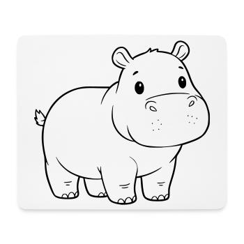 Süßes Baby Nilpferd Comic Outline - Mousepad (Querformat) - Weiß - Vorne