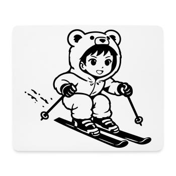 Ski Bärchen im Anime Style - Mousepad (Querformat) - Weiß - Vorne