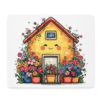 Maison fleurie cosy - Tapis de souris (format paysage) - blanc - Devant
