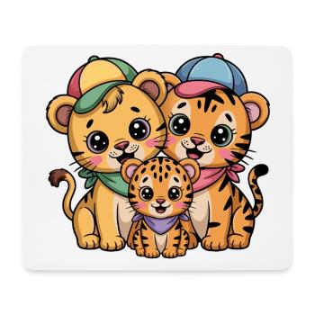 Süße Löwe Tiger Leopard Freunde - Mousepad (Querformat) - Weiß - Vorne