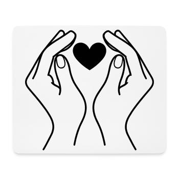 Hands Holding Heart Minimal Line Art Design - Mousepad (Querformat) - Weiß - Vorne