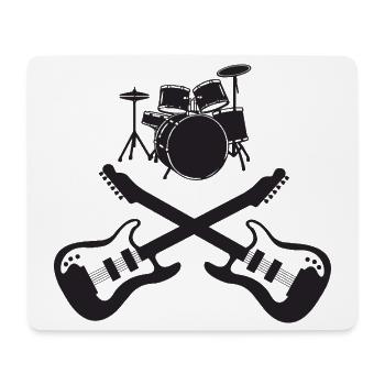 Batterie et guitares croisées Art rupestre - Tapis de souris (format paysage) - blanc - Devant