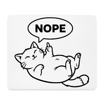 Katze Lachend Nope Outline - Mousepad (Querformat) - Weiß - Vorne